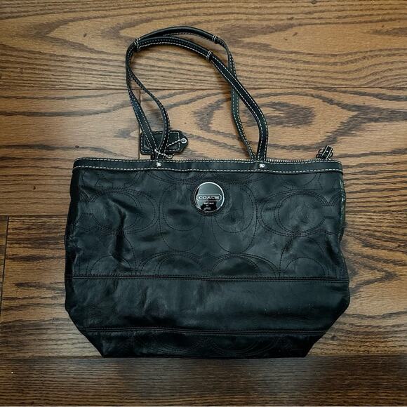 Vintage Coach Leather C Stitch Monagram Bag - Picture 2 of 8